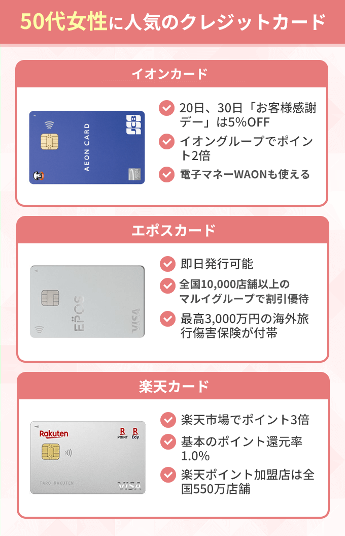 50代女性おすすめクレカ