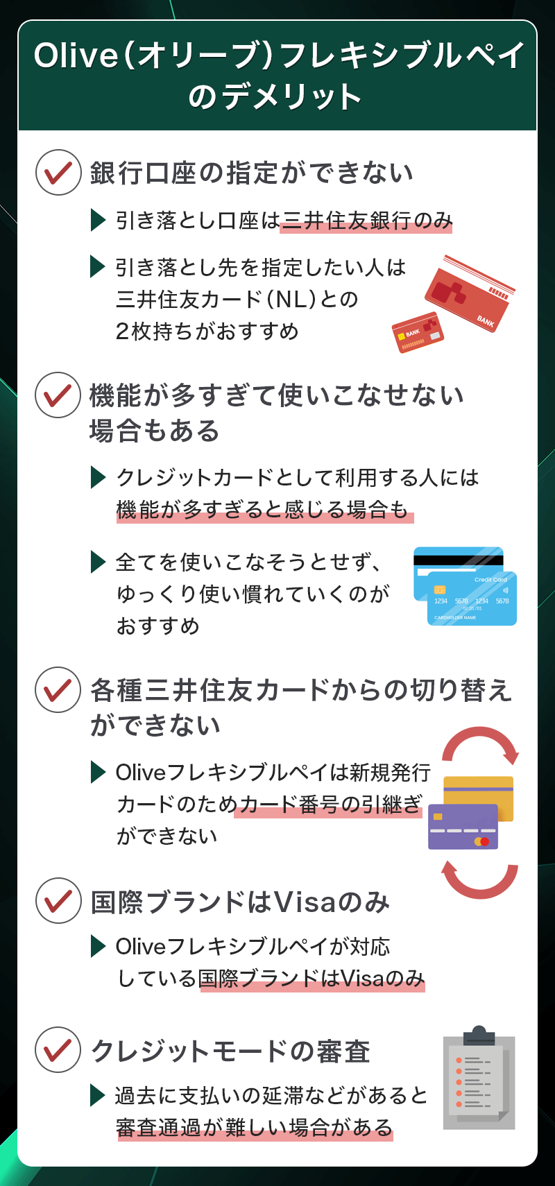 三井住友銀行Oliveのデメリット