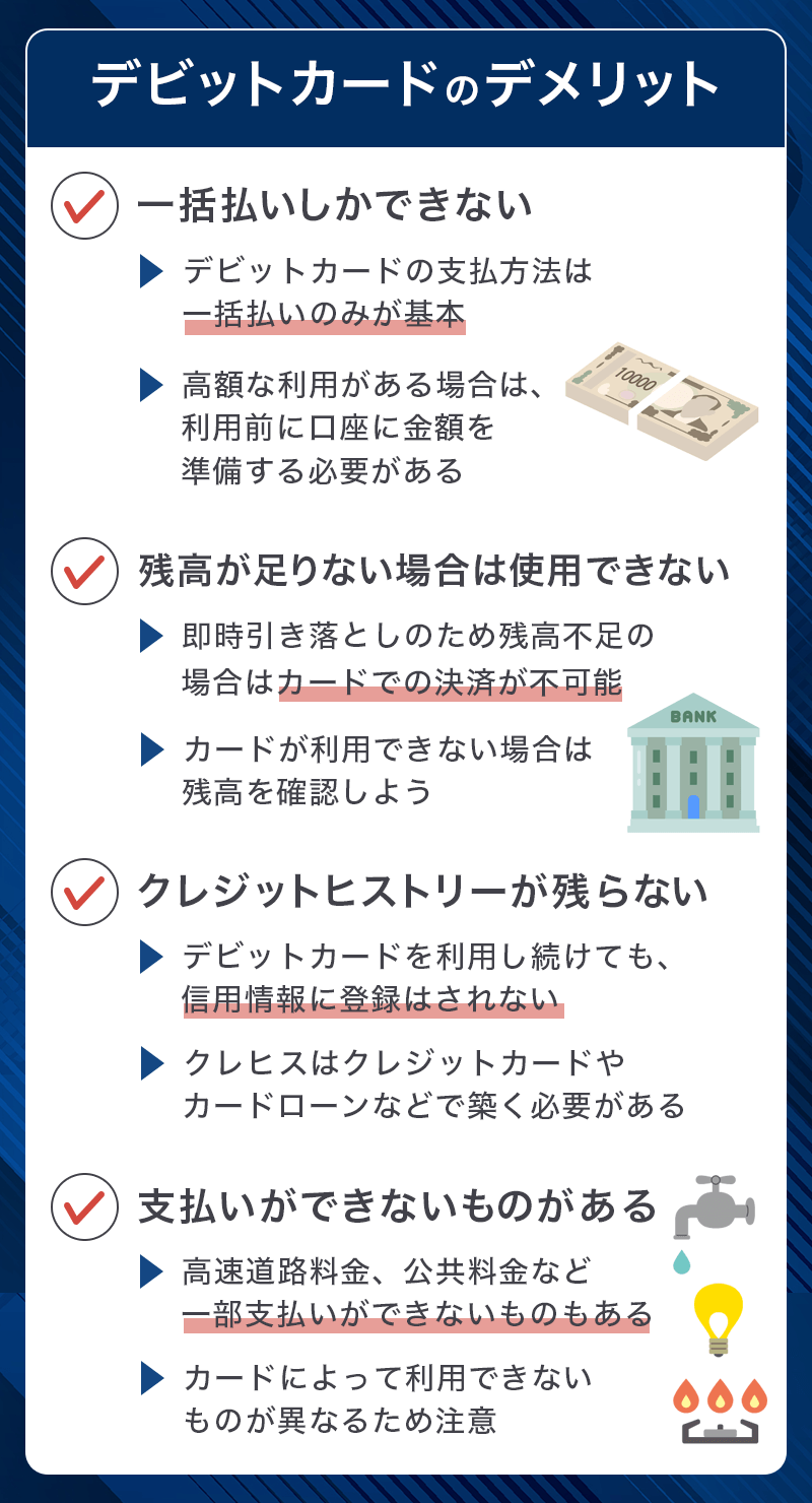 デビットカードのデメリット
