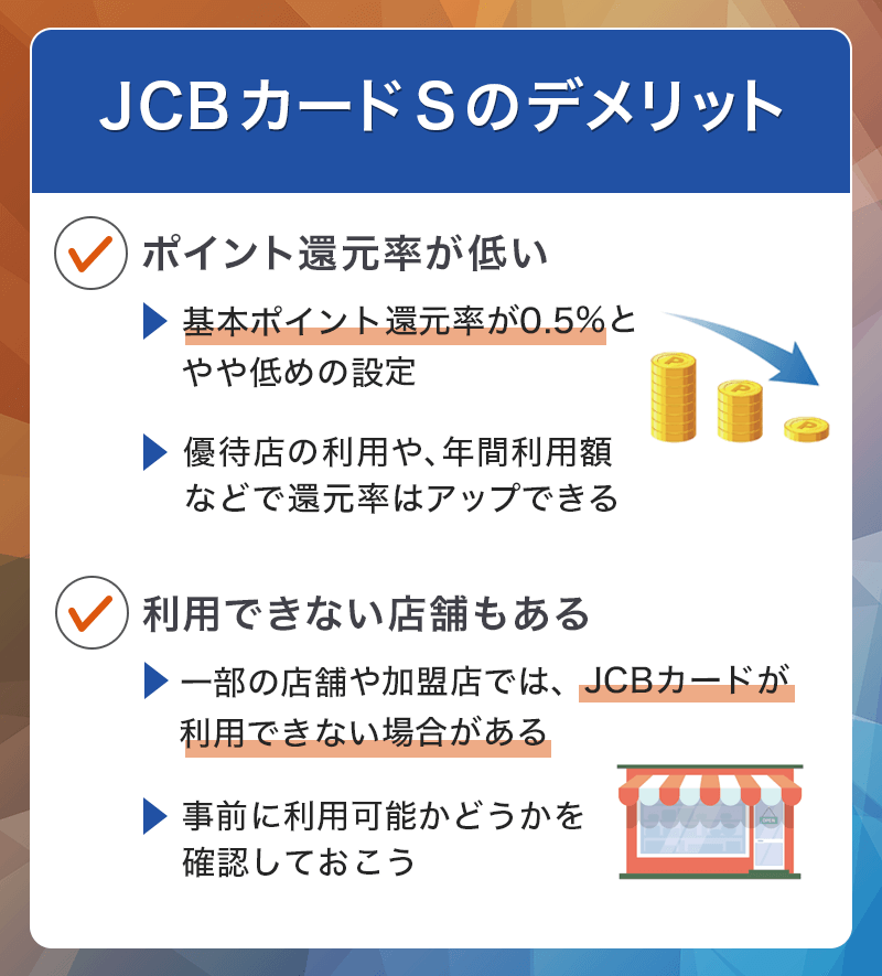 JCBカードSのデメリット