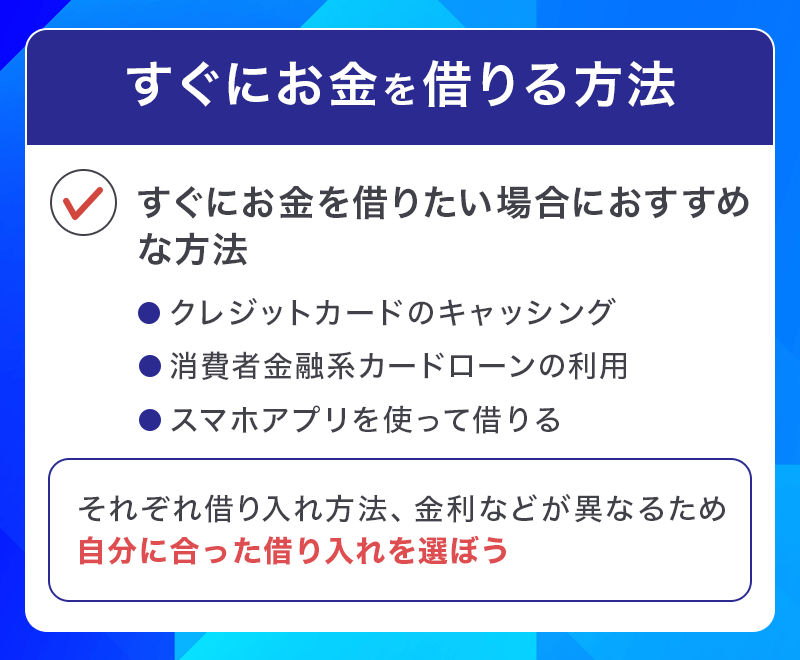 すぐにお金を借りる方法