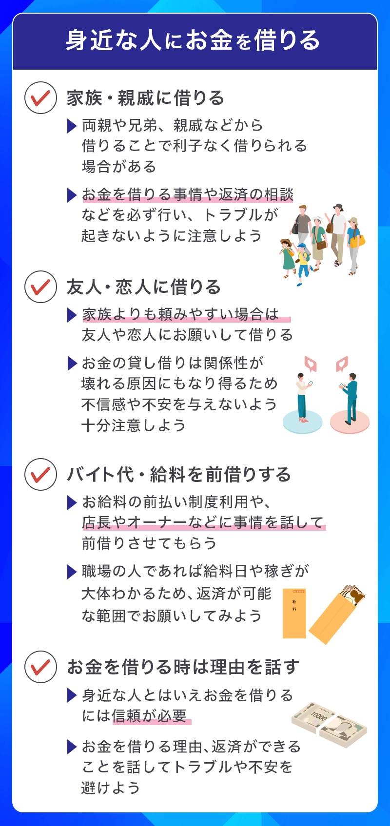 身近な人にお金を借りる場合はどうすればいい？