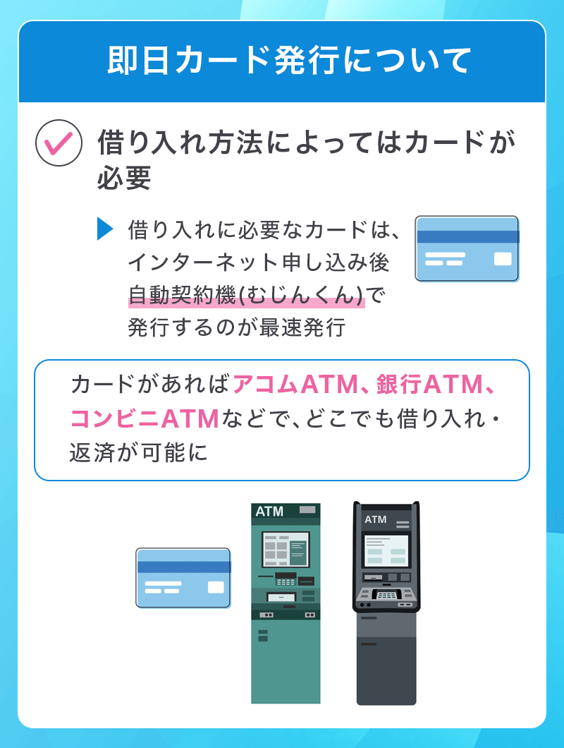 アコムの即日カード発行方法