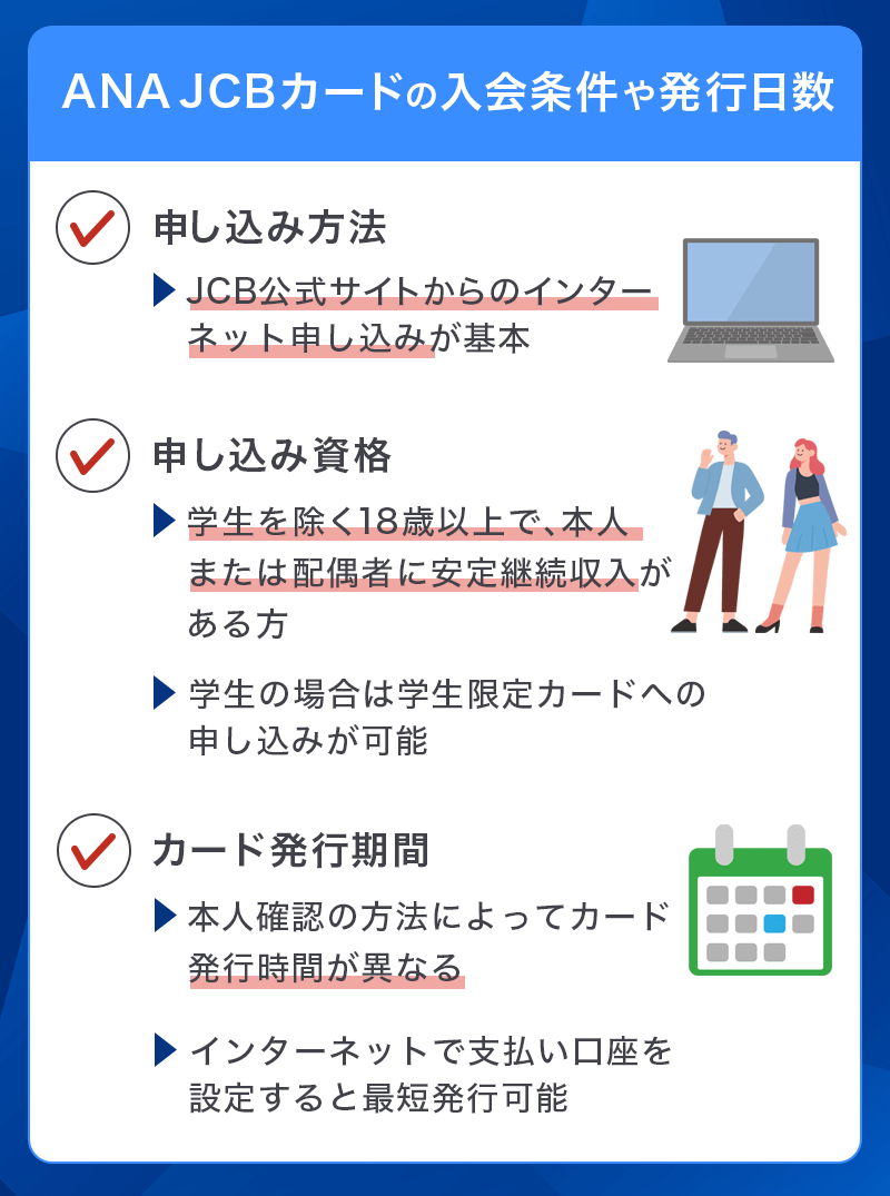 ANA JCBカードの入会条件と発行日数