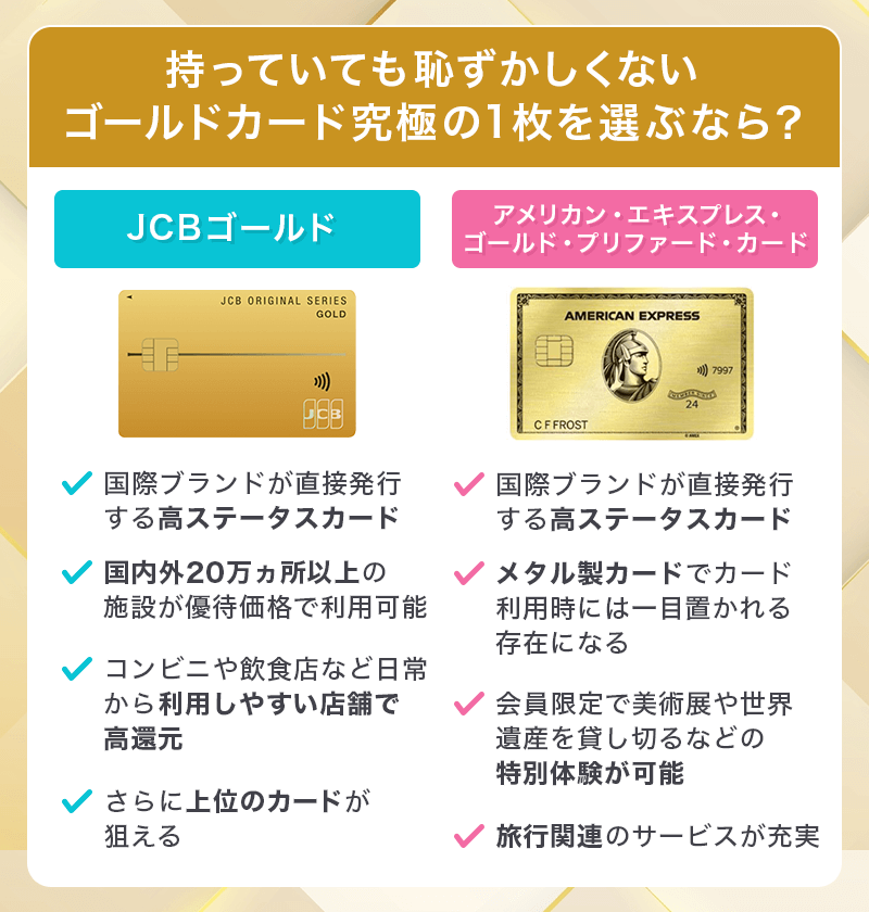 ゴールドカード究極の1枚はJCBかアメックスがおすすめ