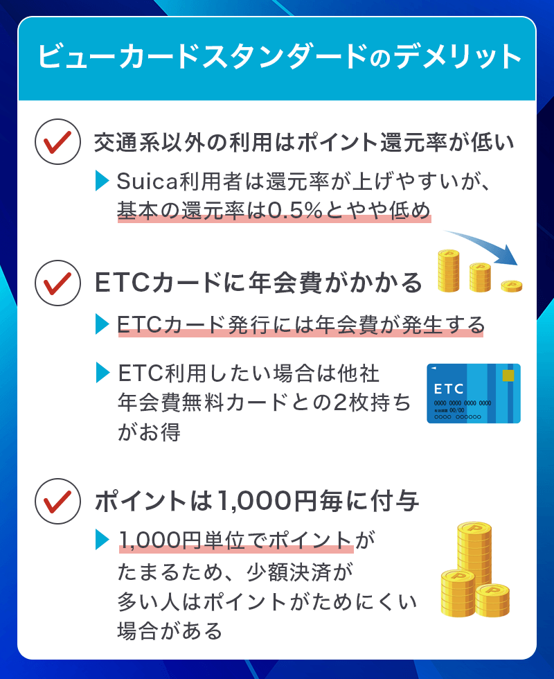 ビューカードスタンダードのデメリット