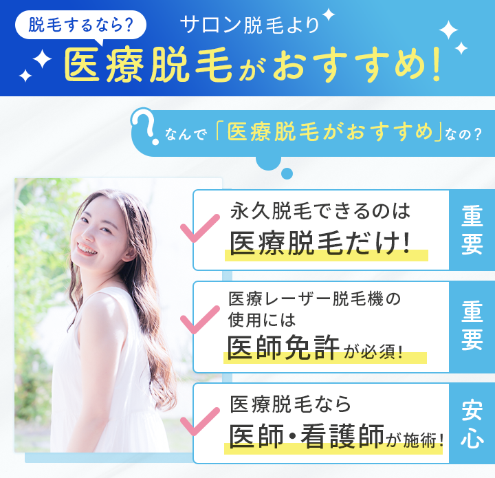 医療脱毛おすすめ 医療脱毛コラム「医療脱毛がおすすめの理由」
