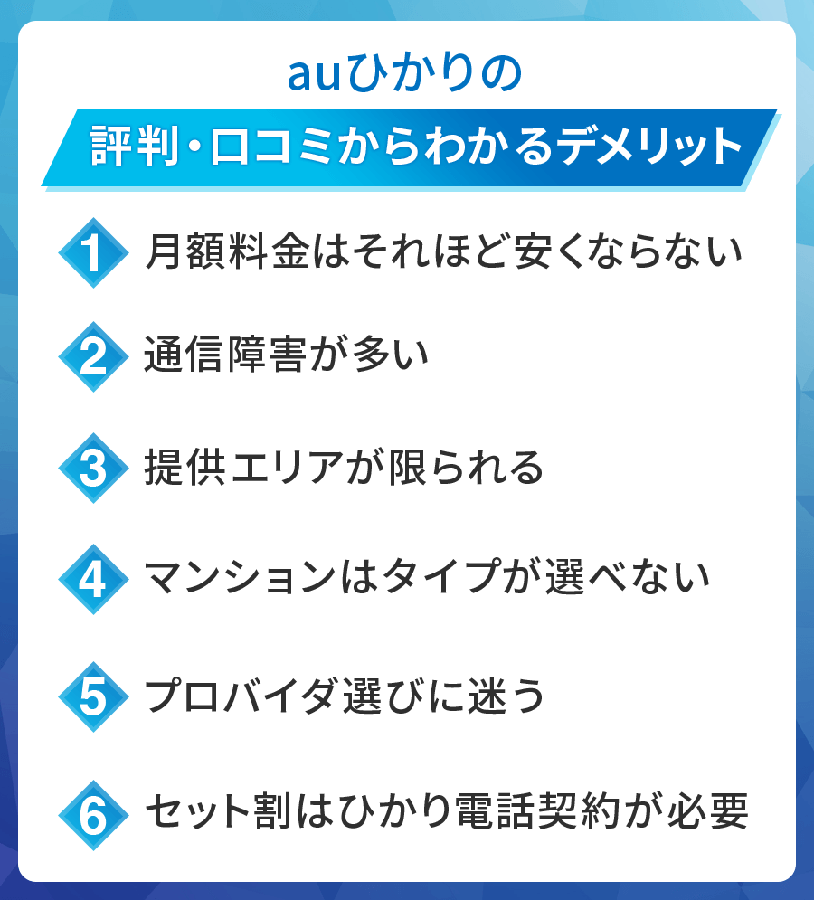 auひかりの評判・口コミからわかるデメリットは?