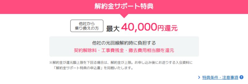 ビッグローブ光解約金サポート特典