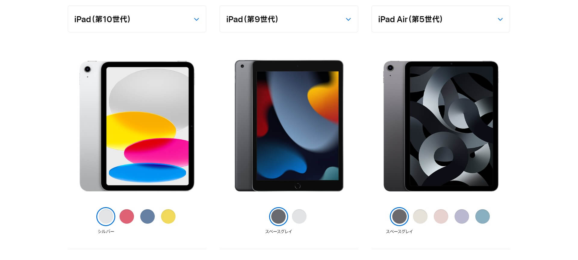 iPadのデザイン比較