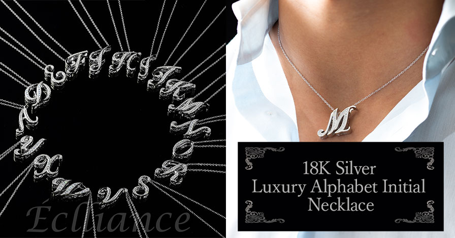 18K Silver Luxury Alphabet Initial Necklace