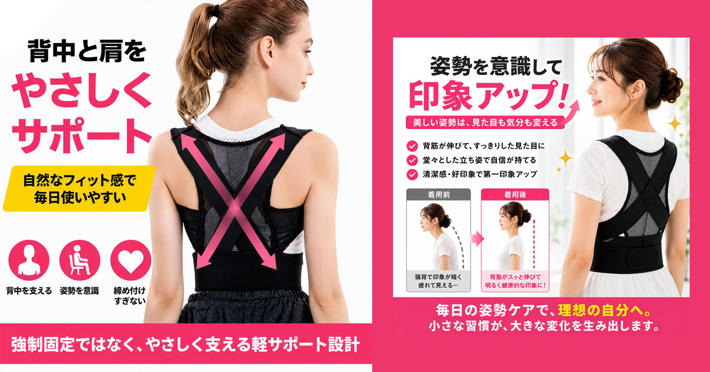 [Capprecier] 姿勢サポーター 姿勢ベルト 猫背サポーター 猫背ベルト　男女兼用