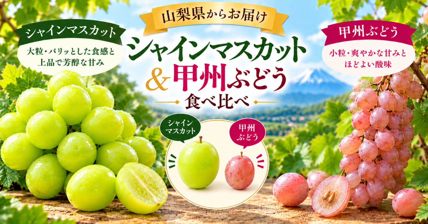 山梨の「シャインマスカット&甲州ぶどう」食べ比べセット
